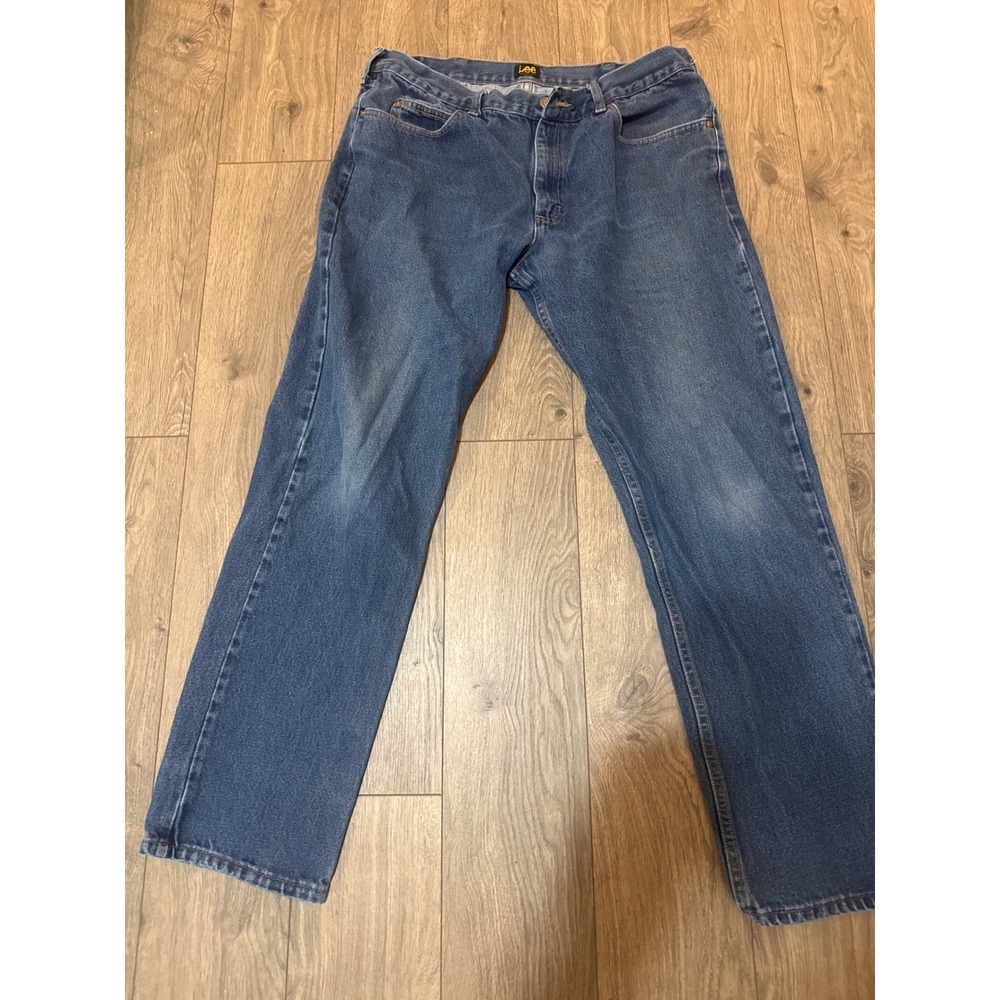 Lee Mens Regular Fit Straight Leg Jeans Medium Wash Blue Denim 38x32 TZS-B346
